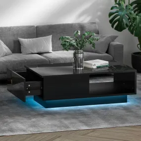 Artiss Coffee Table Led Lights Black