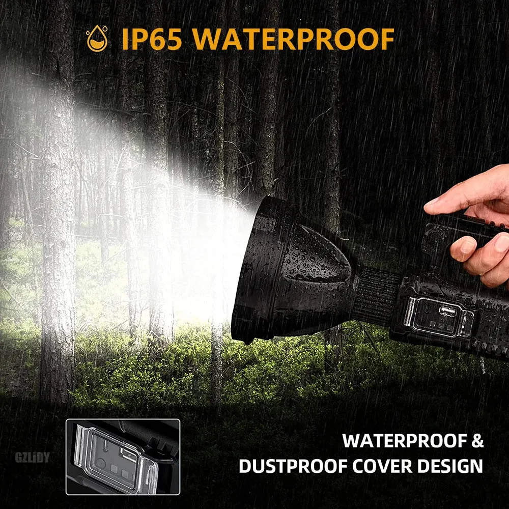 High Power LED Flashlight Powerful XHP70 Torch Waterproof Fishing Lantern USB Rechargeable Spotlight Searchlight Camping Lamp