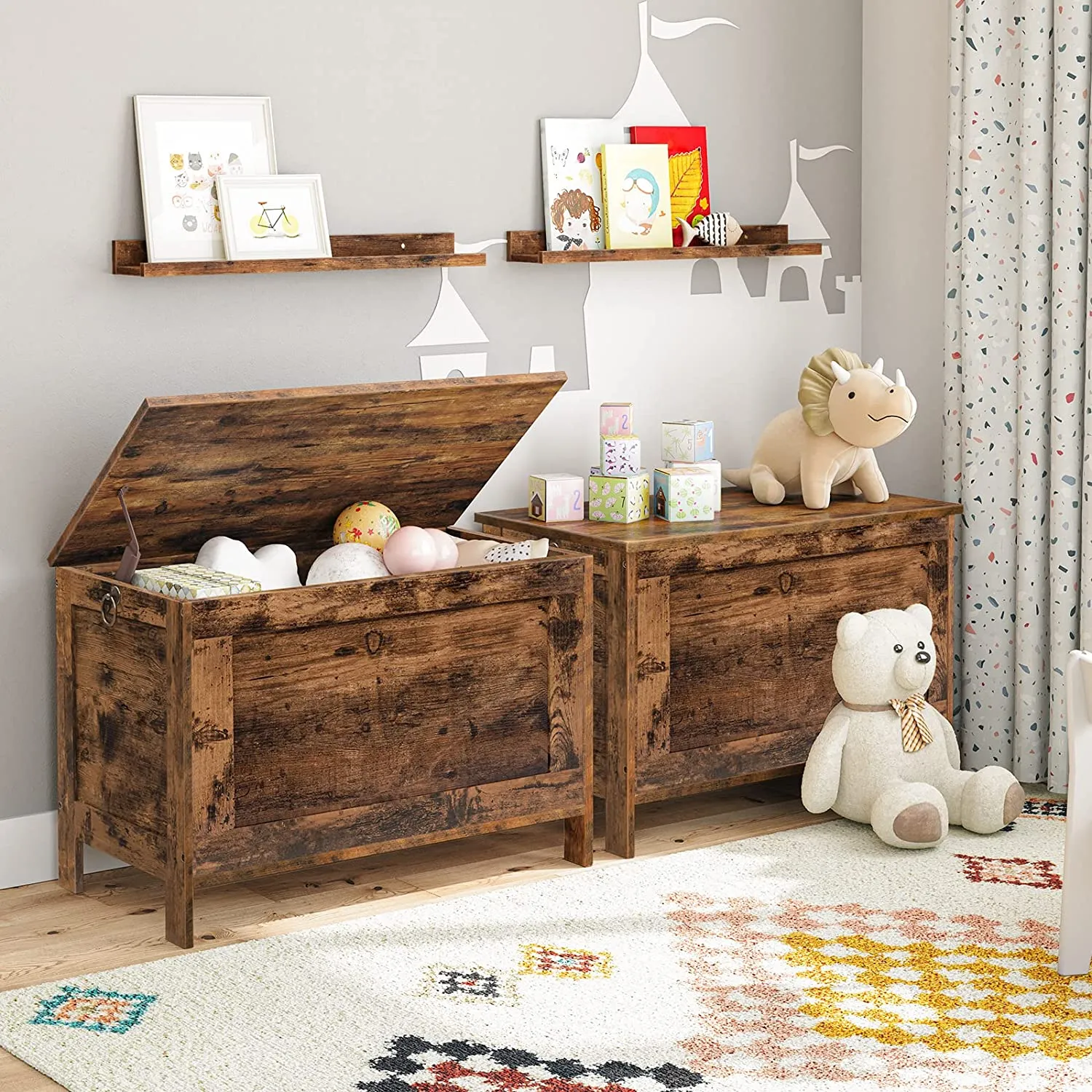 Storage Chest, Retro Toy Box Organizer, Sturdy Entryway Storage Bench